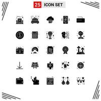 Modern Set of 25 Solid Glyphs Pictograph of sport communications cloud internet of things connections Editable Vector Design Elements