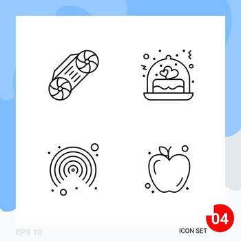 Modern Pack of 4 Icons Line Outline Symbols isolated on White Backgound for Website designing vector