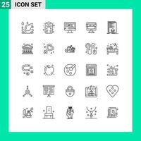 25 Thematic Vector Lines and Editable Symbols of categories store computer shopping ecommerce Editable Vector Design Elements