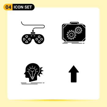 User Interface Pack of 4 Basic Solid Glyphs of controller creative joystick production head Editable Vector Design Elements