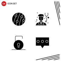 Collection of 4 Vector Icons in solid style Pixle Perfect Glyph Symbols for Web and Mobile Solid Icon Signs on White Background 4 Icons