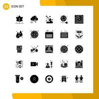 Set of 25 Commercial Solid Glyphs pack for ad globe agriculture power energy Editable Vector Design Elements