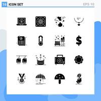 Set of 16 Modern UI Icons Symbols Signs for page document pollution wedding marriage Editable Vector Design Elements