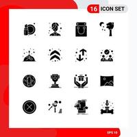 16 Universal Solid Glyphs Set for Web and Mobile Applications fire alcohol bag night arbor Editable Vector Design Elements