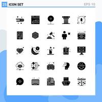 Solid Glyph Pack of 25 Universal Symbols of electronic cpu cctv cooling computer Editable Vector Design Elements