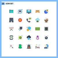 Mobile Interface Flat Color Set of 25 Pictograms of global memory graduation hardware list Editable Vector Design Elements
