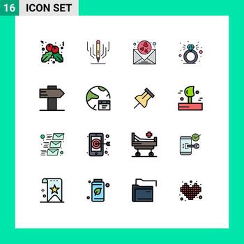 conjunto de 16 iconos de interfaz de usuario modernos signos de símbolos para la guía de amor de signo de aplicación presente elementos de diseño de vectores creativos editables