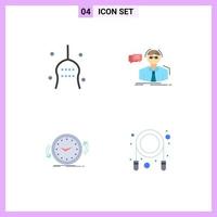 User Interface Pack of 4 Basic Flat Icons of bone school tradition student clock Editable Vector Design Elements