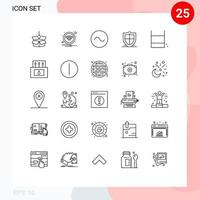 Set of 25 Modern UI Icons Symbols Signs for play shield sine security protection Editable Vector Design Elements