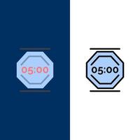 Stop Work Rest Stop Work Working  Icons Flat and Line Filled Icon Set Vector Blue Background