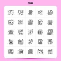 OutLine 25 Taxes Icon set Vector Line Style Design Black Icons Set Linear pictogram pack Web and Mobile Business ideas design Vector Illustration