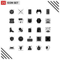 Set of 25 Modern UI Icons Symbols Signs for cashless banking disabled mobile men movember Editable Vector Design Elements