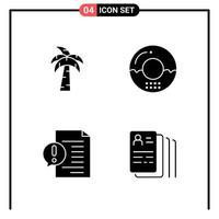 Set of 4 Solid Style Icons for web and mobile Glyph Symbols for print Solid Icon Signs Isolated on White Background 4 Icon Set vector