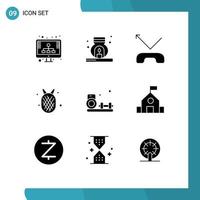 9 Universal Solid Glyphs Set for Web and Mobile Applications fitness hobbies call summer amanas comosus Editable Vector Design Elements