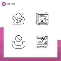 Set of 4 Commercial Filledline Flat Colors pack for energy call pollution drawing handset Editable Vector Design Elements