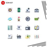 Flat Color Pack of 16 Universal Symbols of gallery image laptop picture photography Editable Pack of Creative Vector Design Elements