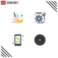 4 User Interface Flat Icon Pack of modern Signs and Symbols of fruit smart phone design call ray Editable Vector Design Elements