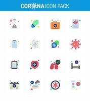 Coronavirus awareness icons 16 Flat Color icon Corona Virus Flu Related such as laboratory report kit patient chart virus viral coronavirus 2019nov disease Vector Design Elements