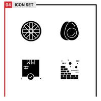 Pictogram Set of 4 Simple Solid Glyphs of sports bricks eggs shopping wall Editable Vector Design Elements