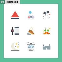 Set of 9 Vector Flat Colors on Grid for runner leg headset fast smart watch Editable Vector Design Elements