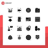 Pack of 16 Modern Solid Glyphs Signs and Symbols for Web Print Media such as light interior online furniture big think Editable Vector Design Elements