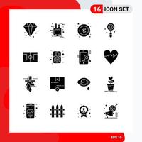 Set of 16 Modern UI Icons Symbols Signs for football wedding bluetooth search heart Editable Vector Design Elements