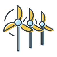 Wind generators icon, alternative energy source. Vector isolated illustration, ecology conservation concept.