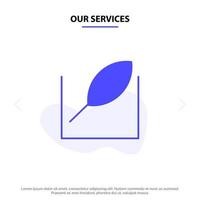 Our Services Leaf Green Tree Solid Glyph Icon Web card Template vector