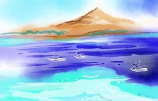 Romantic beach watercolor background vector