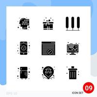 9 Solid Glyph concept for Websites Mobile and Apps ecommerce online nature internet toy Editable Vector Design Elements