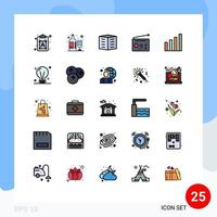 Group of 25 Filled line Flat Colors Signs and Symbols for analytic radio apartments gadgets office blocks Editable Vector Design Elements