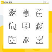 Collection of 9 Universal Line Icons Icon Set for Web and Mobile vector