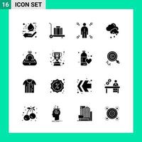 Pack of 16 Solid Style Icon Set Glyph Symbols for print Creative Signs Isolated on White Background 16 Icon Set vector