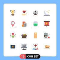 16 Universal Flat Colors Set for Web and Mobile Applications moon scale heart legal justice Editable Pack of Creative Vector Design Elements