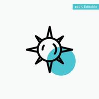 Sun Day Light turquoise highlight circle point Vector icon