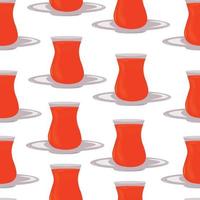 Turkish cups of tea. Vector stock illustration. Seamless pattern. Packaging paper for coffee.