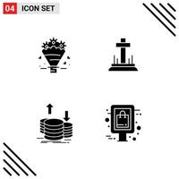 Group of 4 Solid Glyphs Signs and Symbols for popcone finance wedding cross gold Editable Vector Design Elements