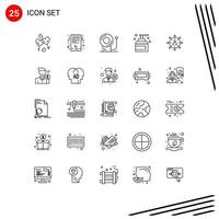 Mobile Interface Line Set of 25 Pictograms of direction product receipt keeping cleaning Editable Vector Design Elements