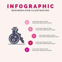 Flask Lab Test Medical Solid Icon Infographics 5 Steps Presentation Background vector