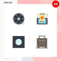 Group of 4 Modern Flat Icons Set for real lamp paint phone recessed Editable Vector Design Elements