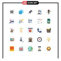 Stock Vector Icon Pack of 25 Line Signs and Symbols for data traffic signal pin traffic lights signal Editable Vector Design Elements