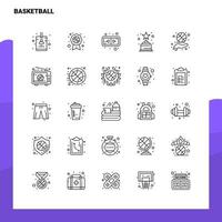 conjunto de iconos de línea de baloncesto conjunto 25 iconos diseño de estilo minimalista vectorial conjunto de iconos negros paquete de pictogramas lineales vector