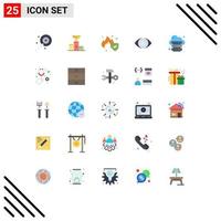 Group of 25 Modern Flat Colors Set for server hosting fire database eye Editable Vector Design Elements