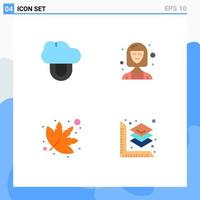 Pictogram Set of 4 Simple Flat Icons of computing marijuana business executive scale Editable Vector Design Elements