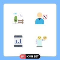 Modern Set of 4 Flat Icons and symbols such as bench graph avatar people man Editable Vector Design Elements