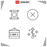 4 Icons Line Style Grid Based Creative Outline Symbols for Website Design Simple Line Icon Signs Isolated on White Background 4 Icon Set vector