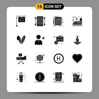 16 User Interface Solid Glyph Pack of modern Signs and Symbols of animal train accounting railway calculator Editable Vector Design Elements