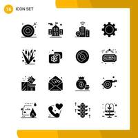16 Icon Set Solid Style Icon Pack Glyph Symbols isolated on White Backgound for Responsive Website Designing