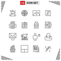 16 Icons Line Style Grid Based Creative Outline Symbols for Website Design Simple Line Icon Signs Isolated on White Background 16 Icon Set vector