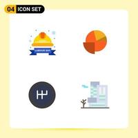 Pack of 4 creative Flat Icons of cap gearshift helmet chart office Editable Vector Design Elements